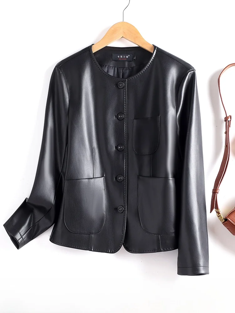 

Ning Genuine eepskin Casual Jaet Slimming Straight Korean Sle ort Quilted Coat Faionable Outerwear