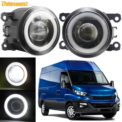 2 X 30W 3000LM Fog Light Assembly with Angel Eye DRL For Iveco Daily VI 2014-2023 Car External LED COB Fog Daytime Running Lamp
