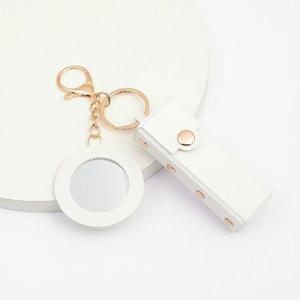 

Pu Leather Lipstick Bag Lipstick Storage Box Makeup Bag Mini Cosmetic Bag with Mirror Makeup Lipstick Holder Key Chain Women