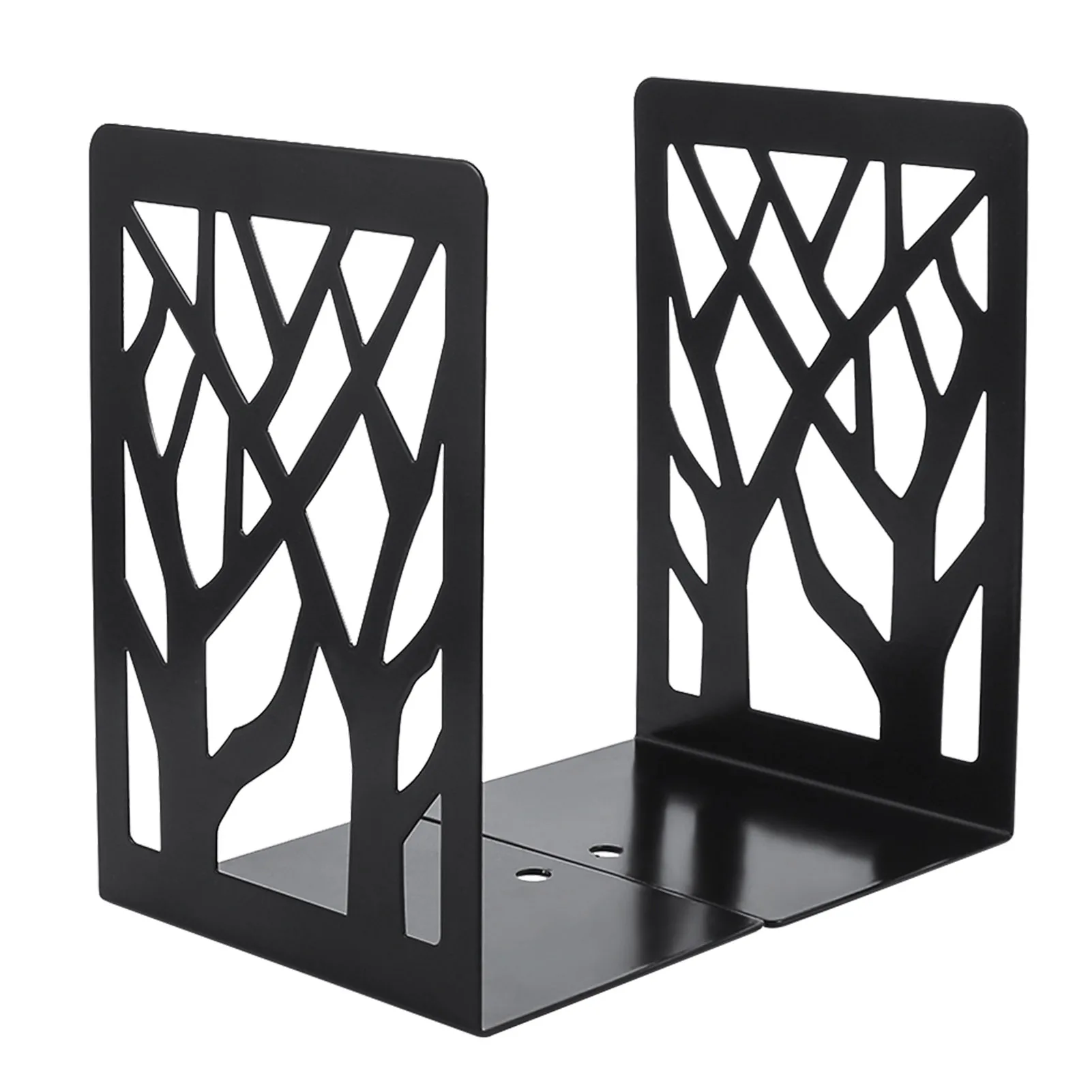 

1pair Iron School Students Home Decor Nonskid Stationery Portable Book Ends Hollow Out Storage Tree Shadow Office Desk Organizer