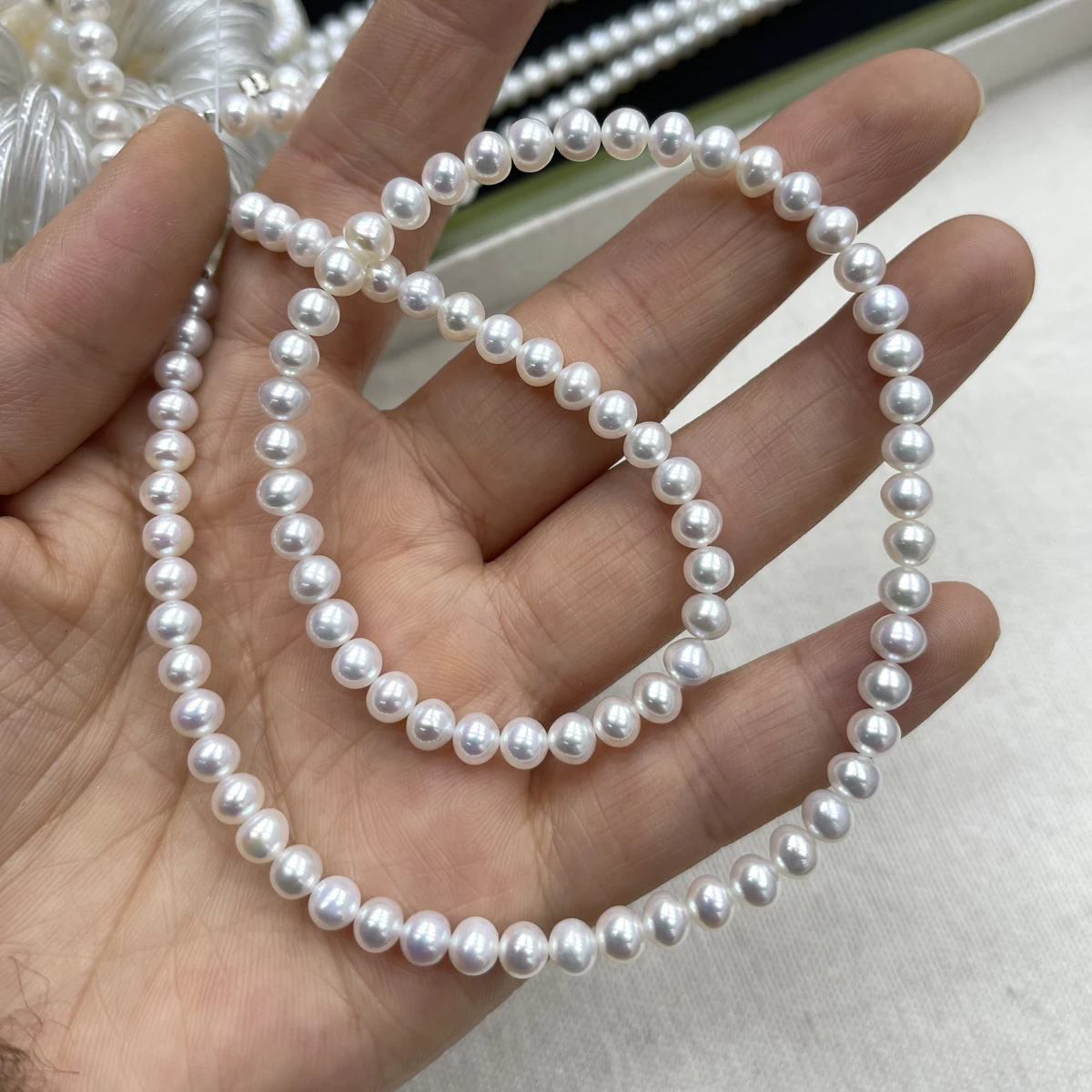 AAA Natural Freshwater Pearl Beads 5-6mm Round White Pearl Beads For Jewelry Making DIY Woman Bracelet Necklace Accessories Gift
