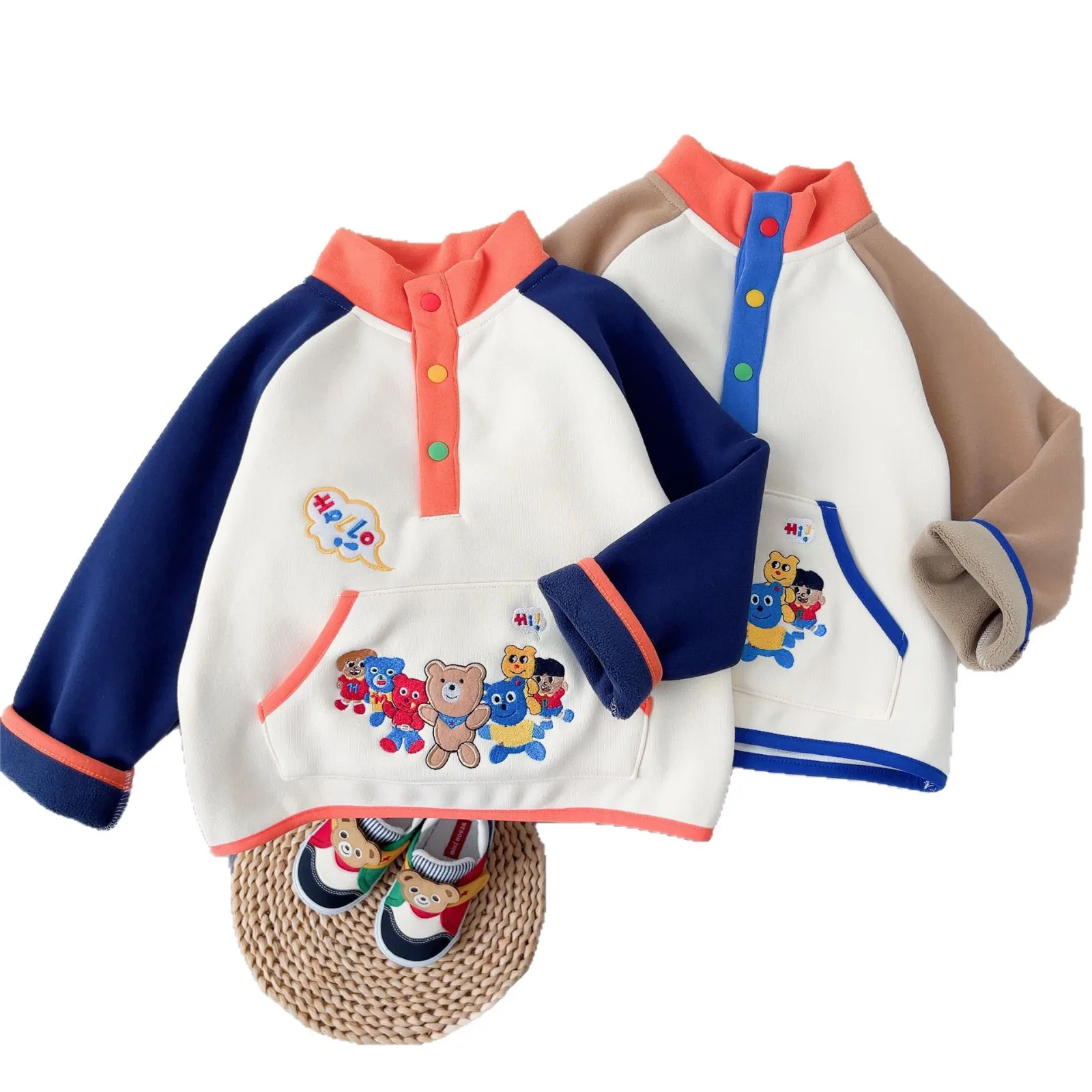 

Японская и корейская детская одежда, осень-зима 2022, новый свободный топ с длинными рукавами для мальчиков и девочек, вечерние куклы с плюшевым мишкой