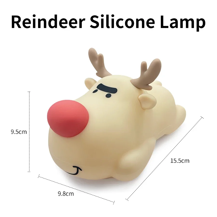 Rechargeable Christmas Table Lamp  Night Light Rudolph Reindeer Cartoon Halloween Lighting Desk Bedroom Decor Pumpkin Gifts