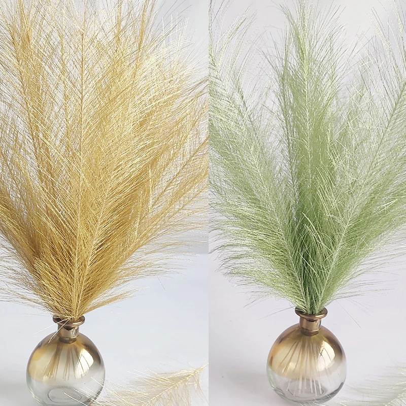 10pcs Simulation Reed Grass Colorful Artificial Metal Wire Faux Pampas Grass Decor Home Party Vase Decorations Fake Reeds Plants