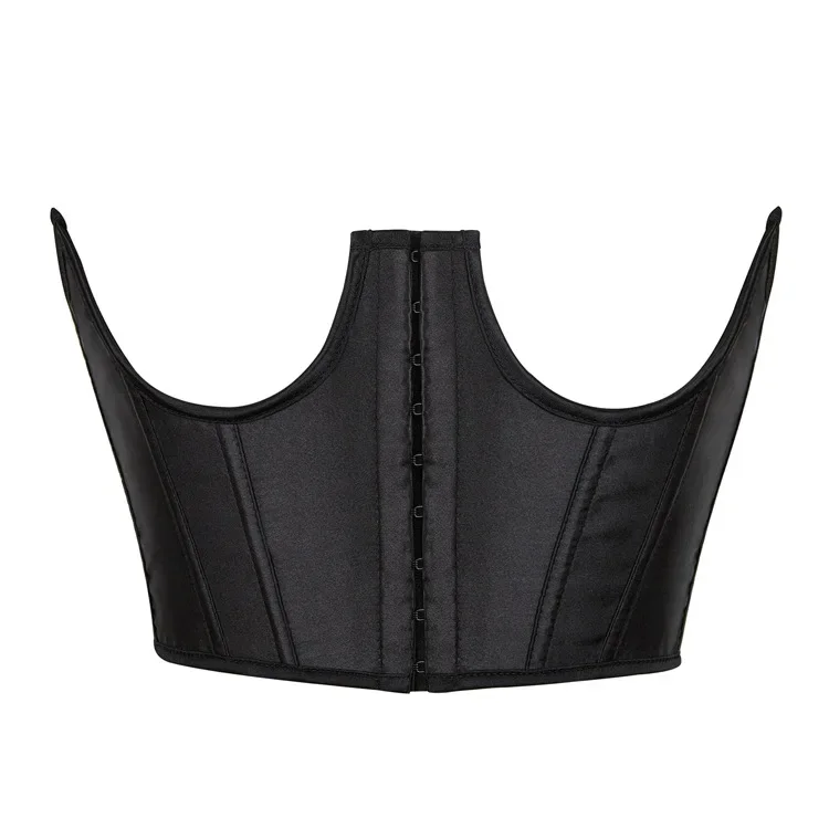 Front Buckle Short Slimming Belt Satin Underbust Corset for Women Waist Trainer Bustiers Glue Boned Corselete Open Cup Corset