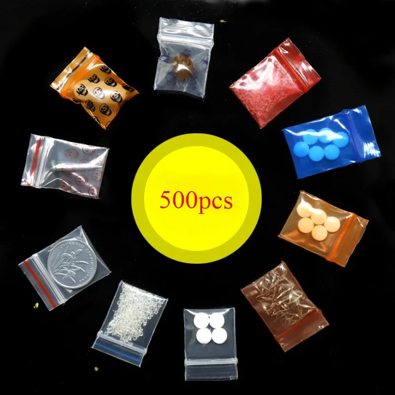 500pcs Thick Transparent Self Sealing Bag Small Size Mini Color Sealed Pouch Button Mobile Phone Card Jewelry Storage Bags