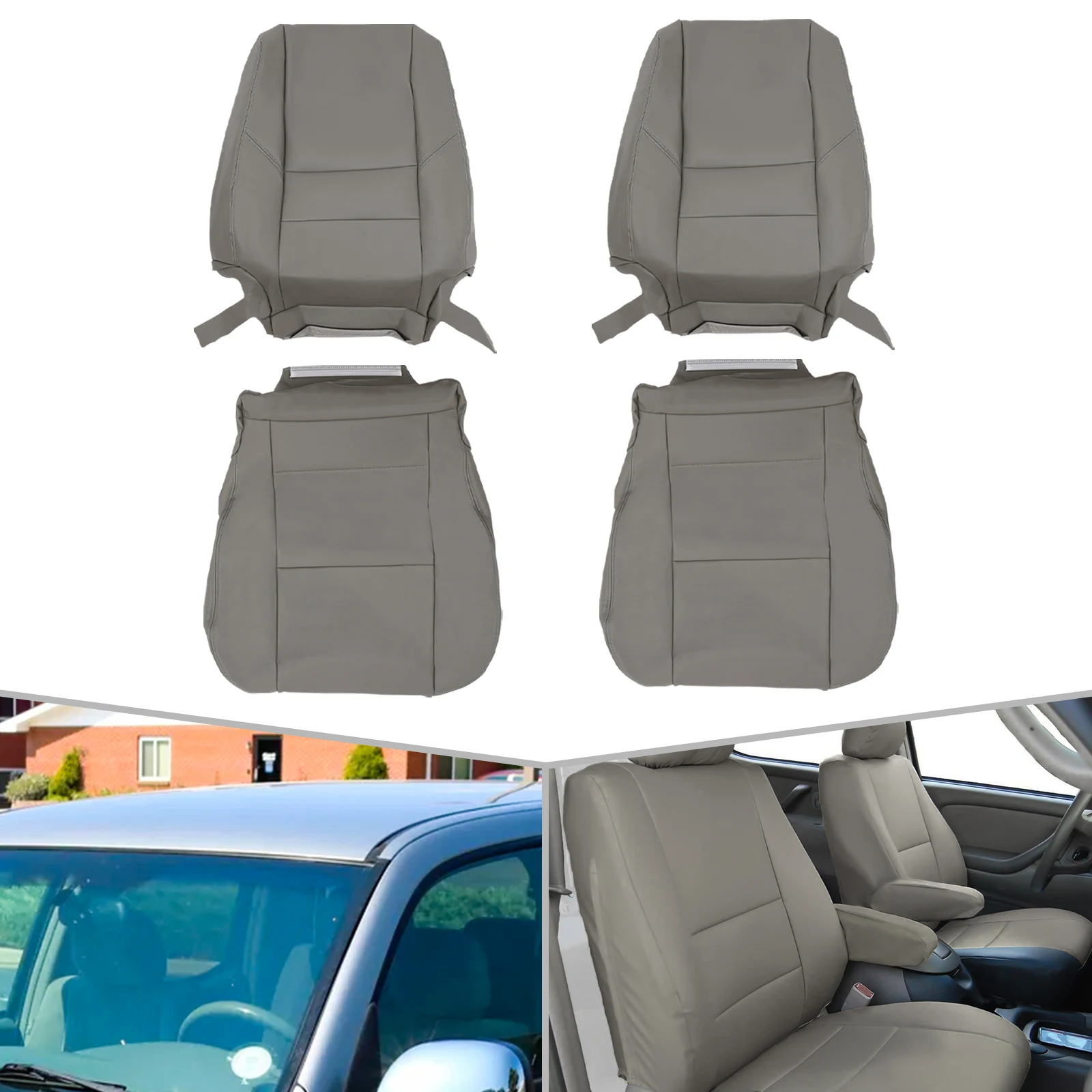 Front Seat Covers Driver and Passenger Side Replacement Seat Cover PU Seat Cover for 2000-2004 Toyota Tundra 2000-2007 Sequoia