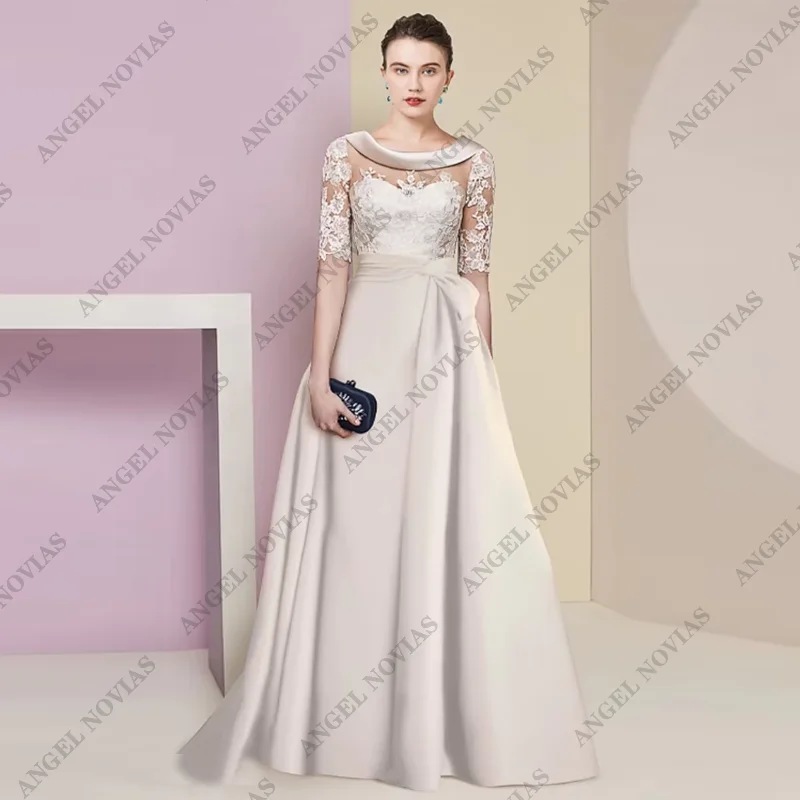 Customized A-Line Mother of the Bride Dress for Weddings Formal Elegant Satin with Appliques Vestido De Festa De Casamento