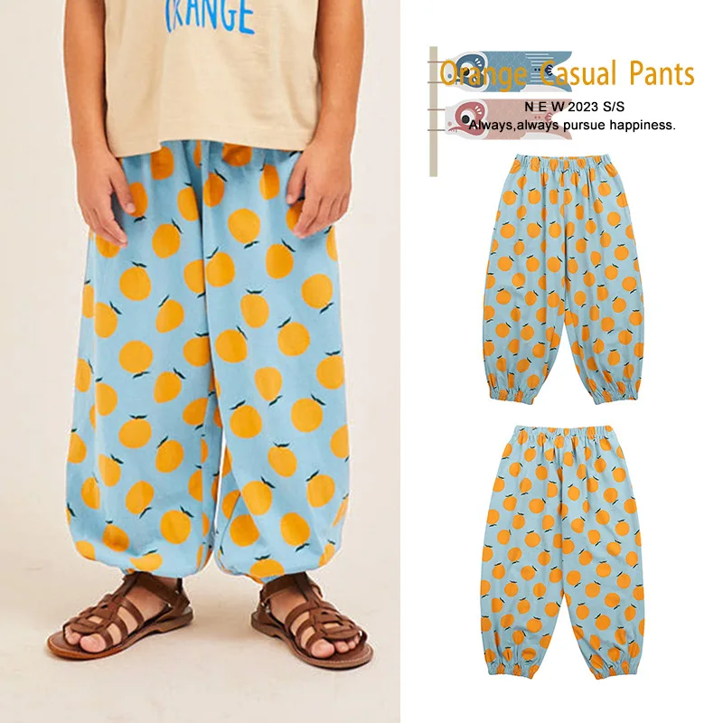 

Jenny&Dave Spot 23 Summer New Children's Leisure Pants, Cartoon Orange Full Print Mosquito Proof Pants for Children