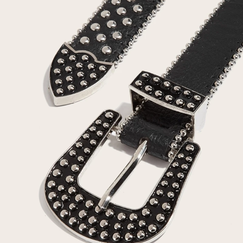 Women Men PU Belt Rivet Waist Belt Punk Pin Buckle Waistband for Everyday Use Drop Shipping