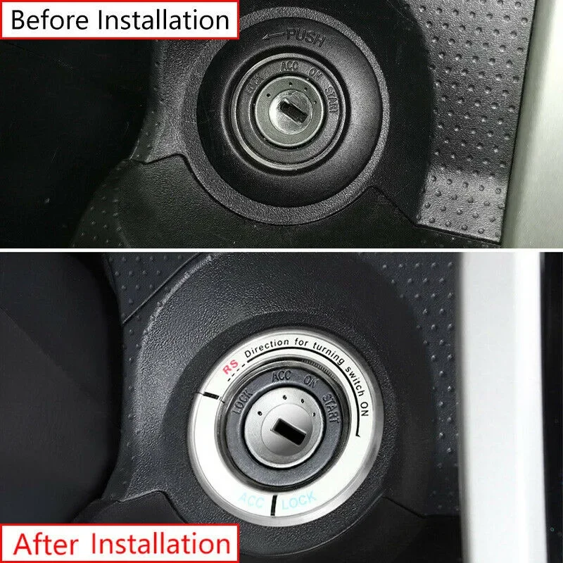 For Toyota FJ Cruiser 07-2014 Silver Aluminum Ignition Button Switch Button Cover Trim Sticker Frame 3D Car Interior Accessories