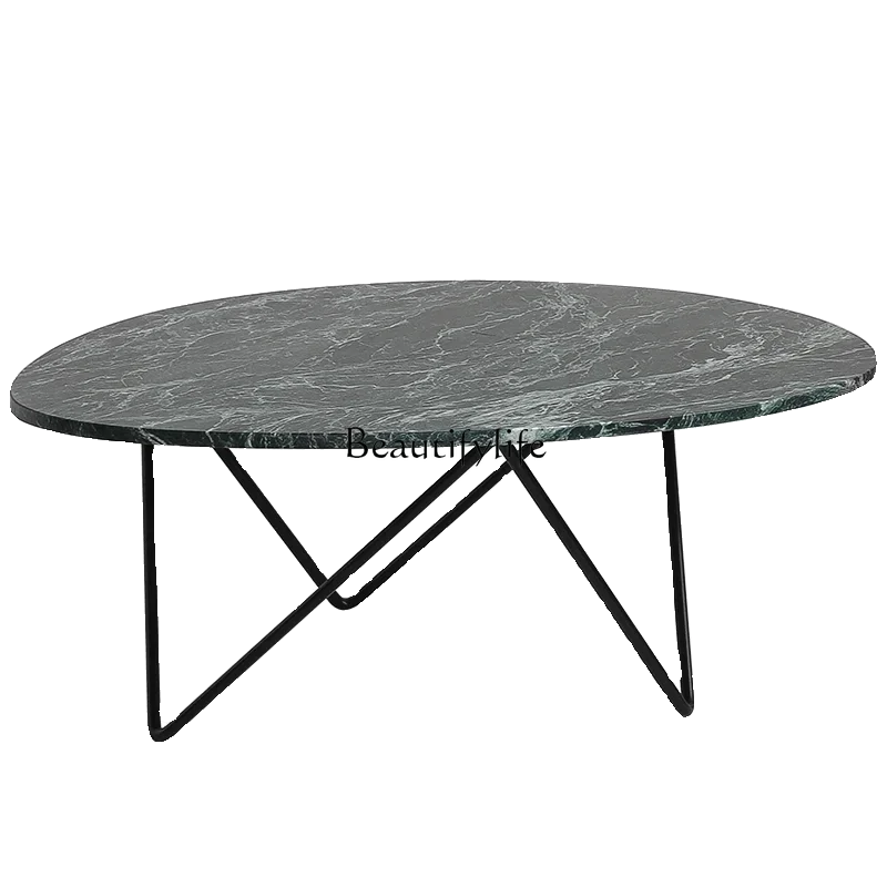 

ld14Light Luxury Natural Marble Coffee Table Oval Simple Creative Tea Table Irregular Shape