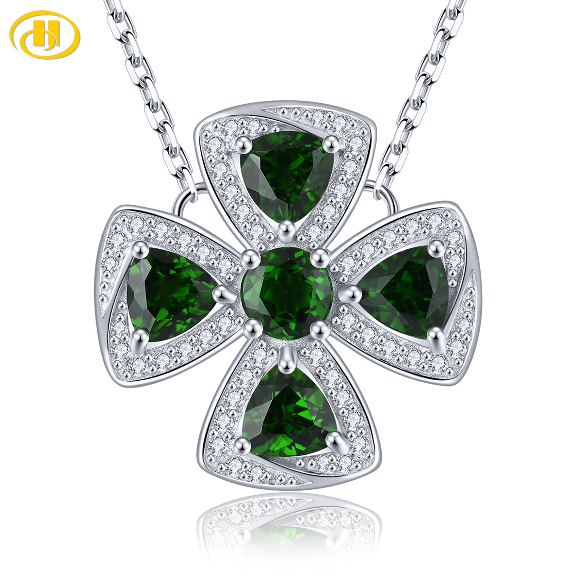 

Ожерелье с подвеской из стерлингового серебра с натуральным хромированным диопсидом 2,5 карата, натуральный драгоценный камень, элегантный романтический ювелирный стиль