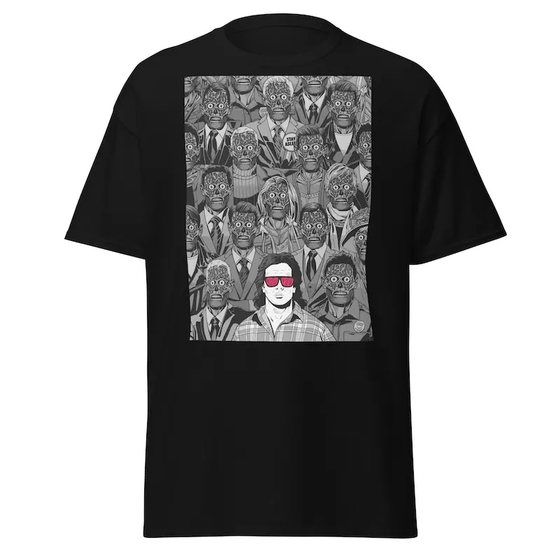 They Live T-Shirt 80s Sci-Fi Horror Cult Classic Tee Cotton Vintage Round Neck Hip Hop Men Women Streetwear Tees Short Sleeve