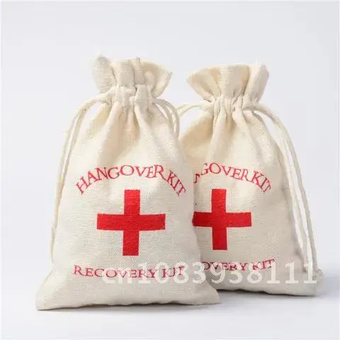 

50/20pcs Hangover Kit Bags Wedding Gifts for Guests Holder Bag Bachelorette Hen Party Supplies Cross Cotton Linen Gift Bags