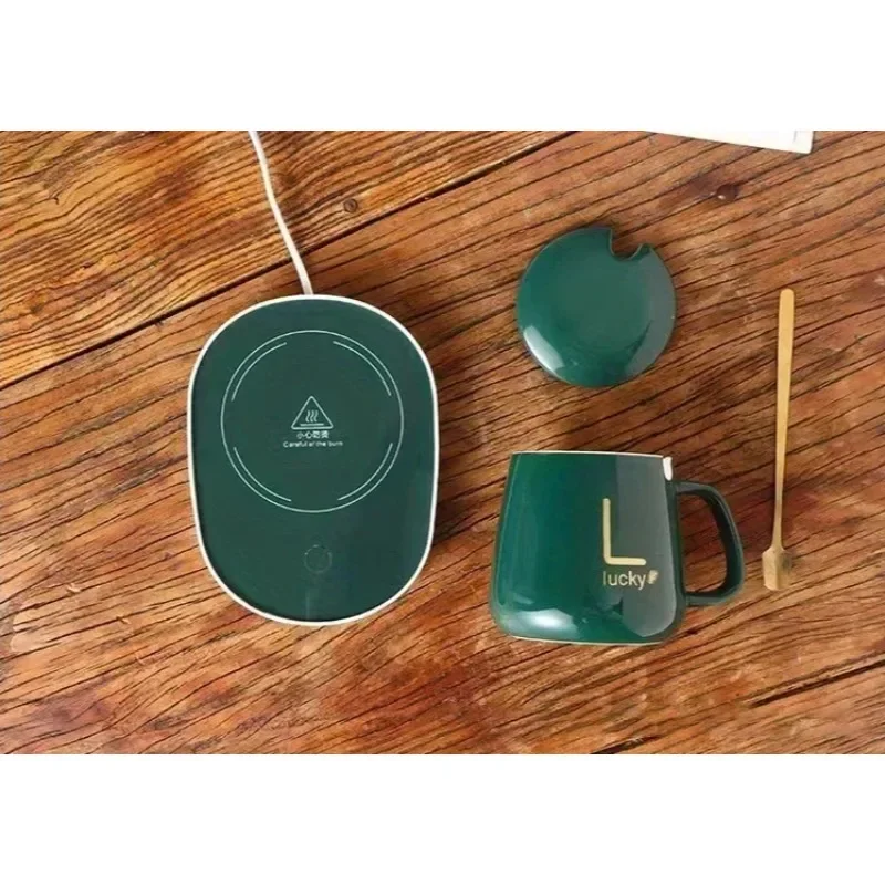 Insulated Ceramic Coffee Mug, 55‑Degree Heating Coaster, Constant Temperature Cup Complete Gift Box Set for Daily & Gifting Use