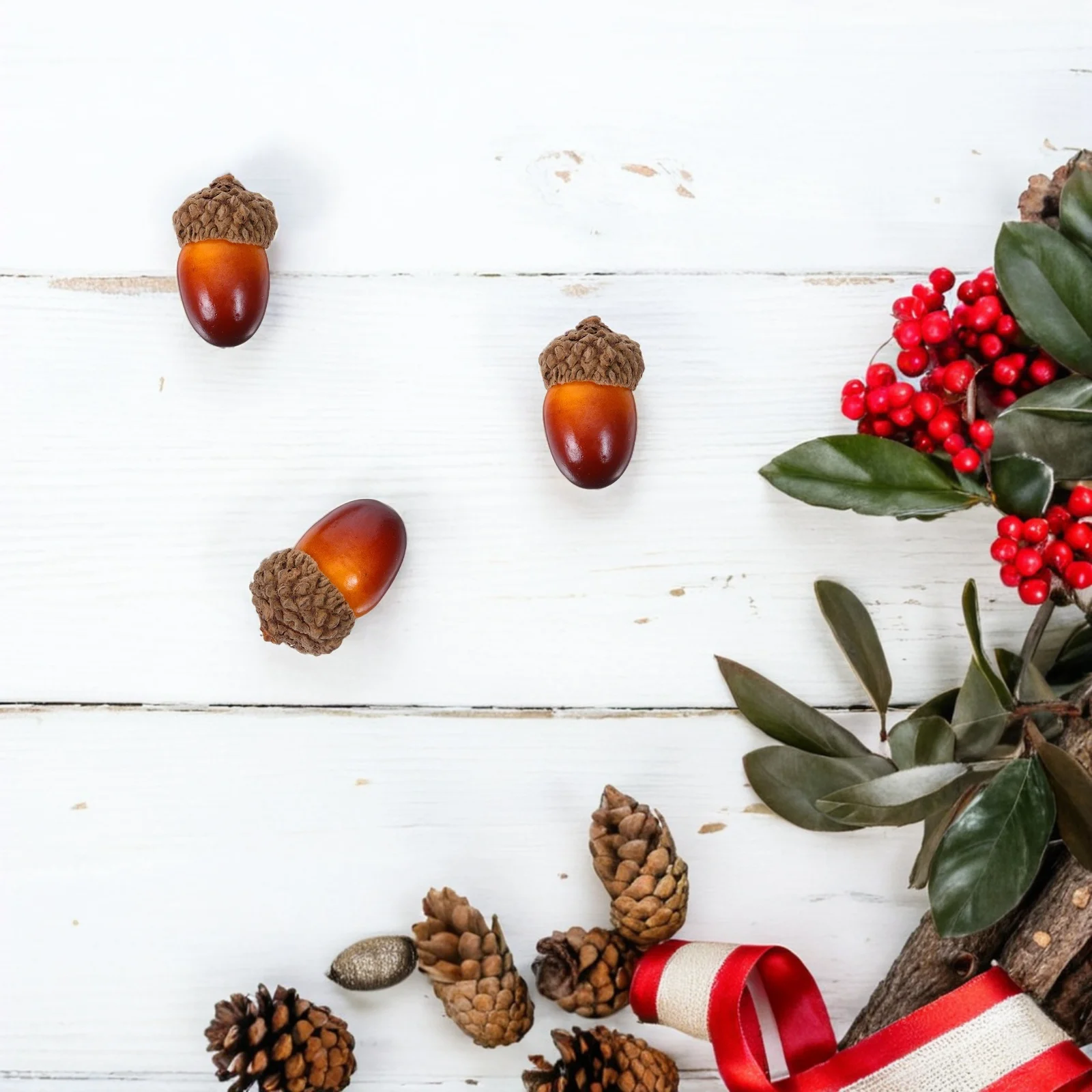 

60Pcs Realistic Foam Acorns Decorative Faux Nuts for Fall DIY Crafts Home Kitchen Autumn Fruit Decoration Acorns Bulk