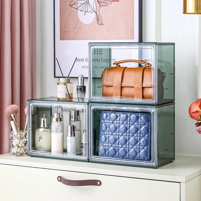 

Прозрачный ящик для хранения женских сумок, пыленепроницаемый шкаф для демонстрации, Домашний Настольный стеллаж для хранения косметических книг