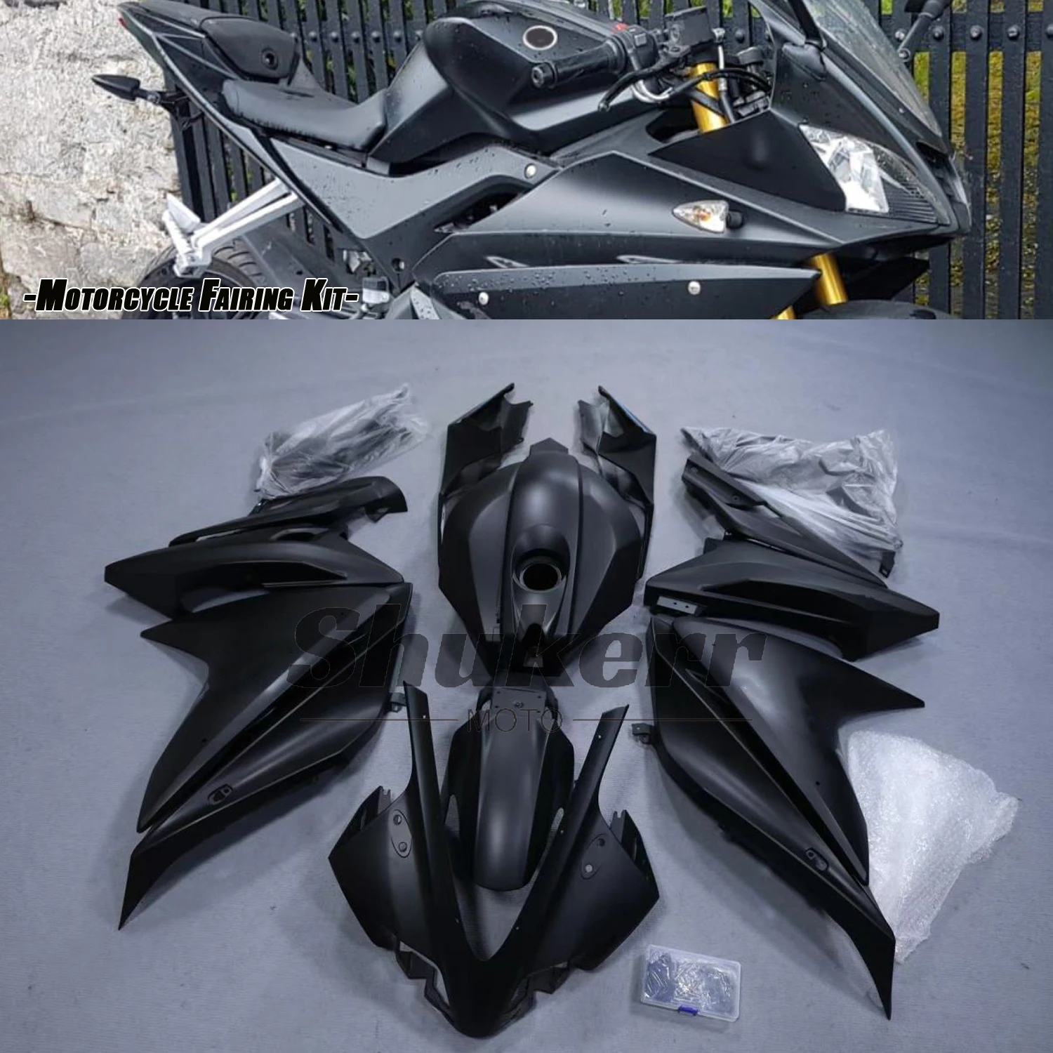 Fit for Yzf R125 Yzf-R125 2008-2013 New Abs Motorcycle Plastics Fairing Kit Injection Mold Bodywork Panel Kit Matte Black 11 12