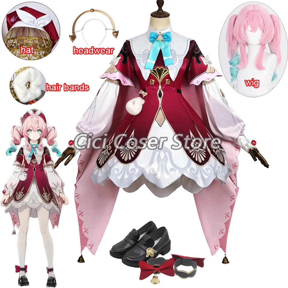 

Honkai Star Rail Hyacine Cosplay Costume Wig Hyacinthia Cute Lolita Dress with Hat Headwear Women Carnival Party Outfits Shoes