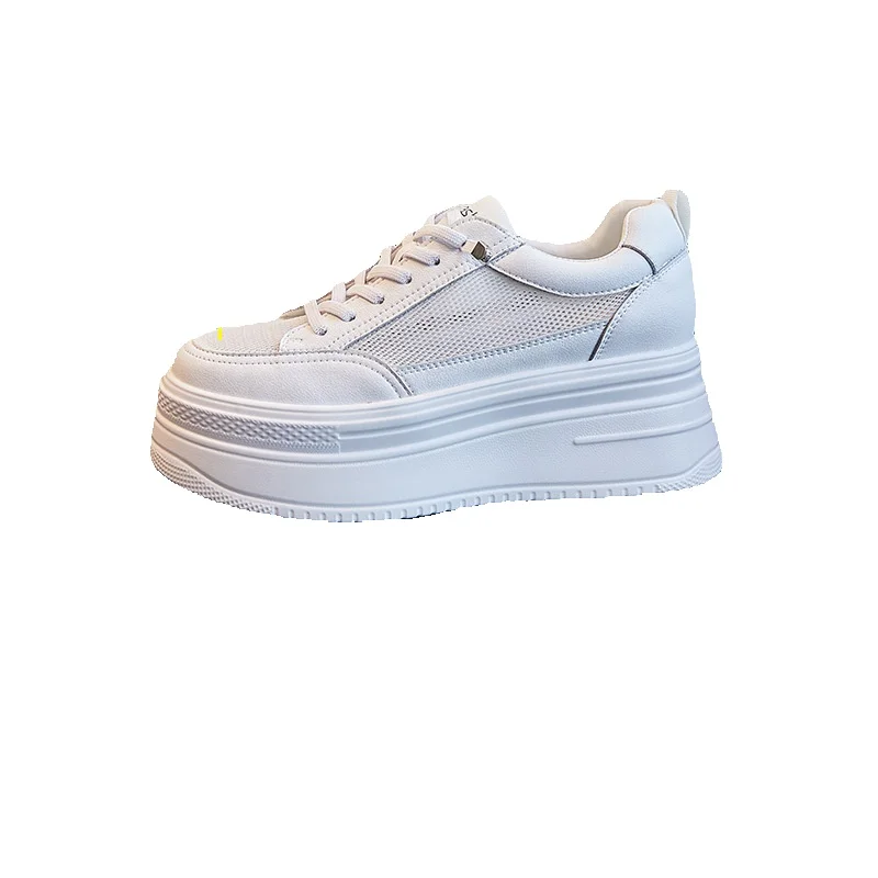 Ademende mesh sneakers voor dames met sleehak en dikke zool_voghion.com