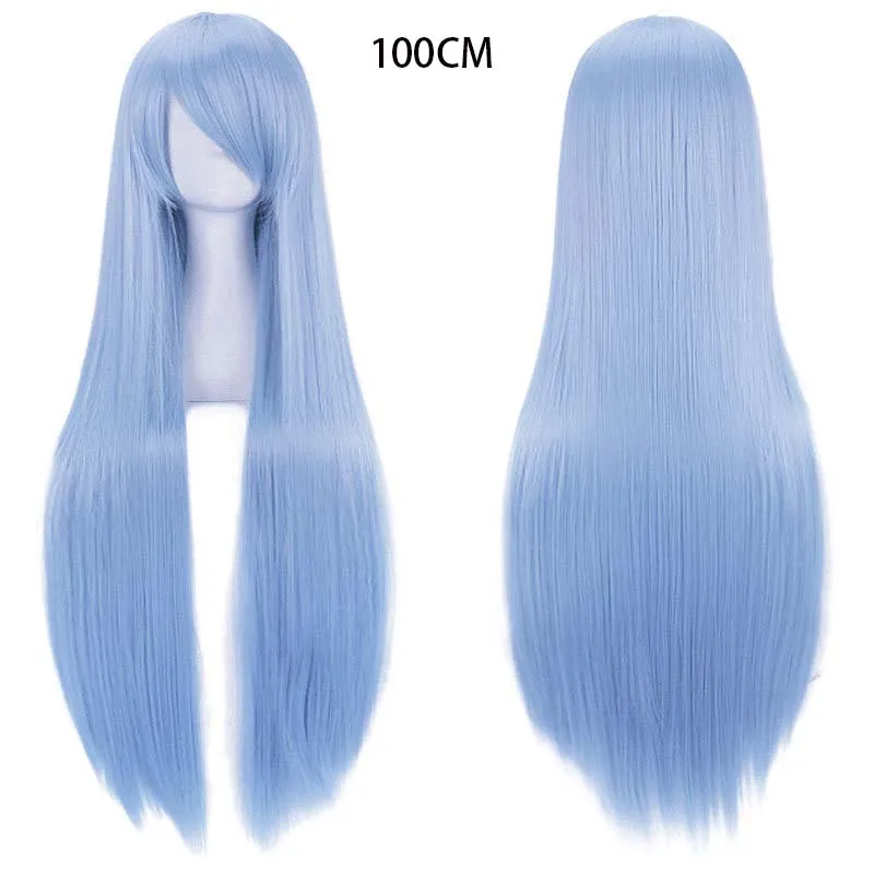 

Синий парик для косплея Эсдес, 100 см, термостойкий, синтетический, для Хэллоуина и Comic Con