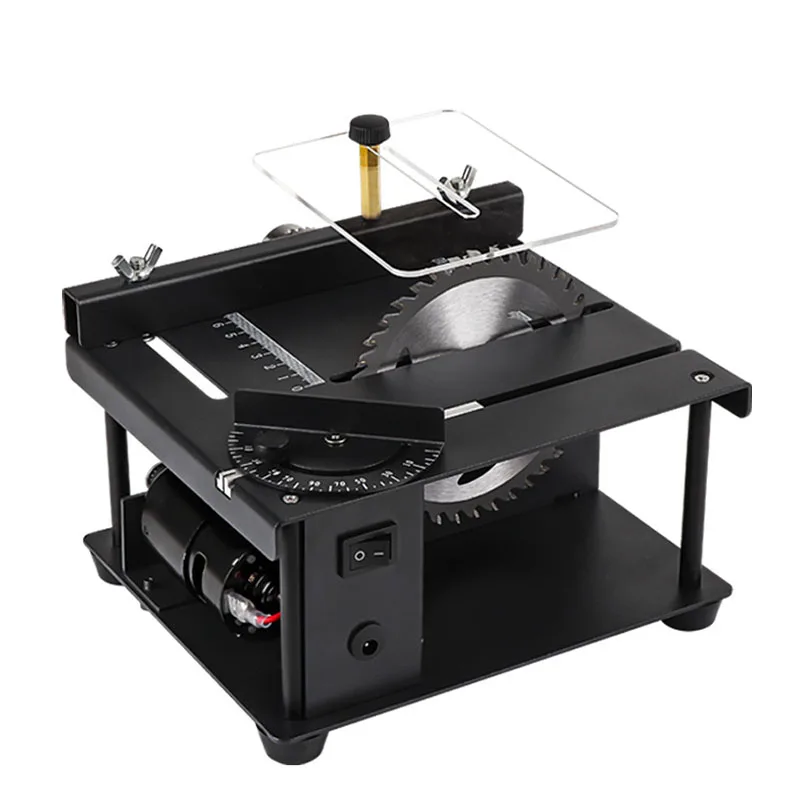 Mini Table Saw 0-90° Bevel Cutting  Adjustable Speed DIY Bench Saw for Wood Acrylic Plastic Aluminum Cutting Polishing