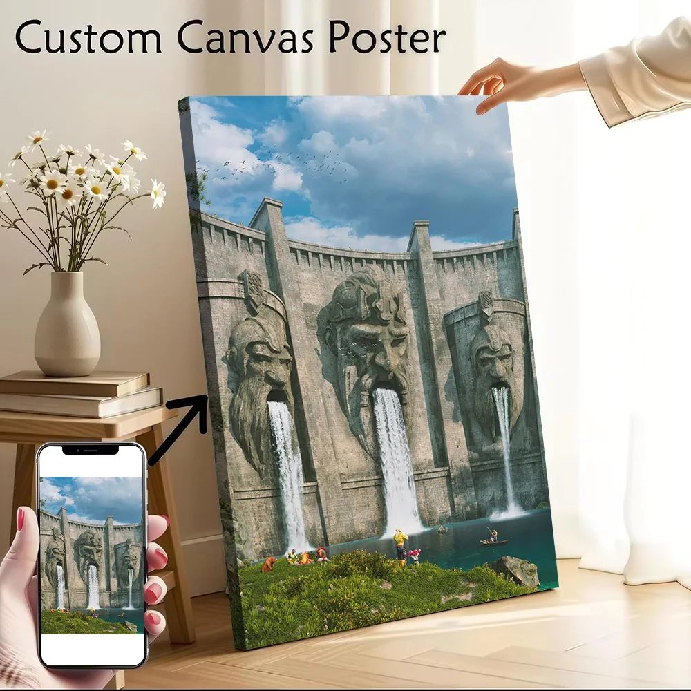 Dwarven Dam Canvas Poster Customizable Pictures Wall Art Canvas Painting for Living Room Decoration Decorative Picture Wand Deko