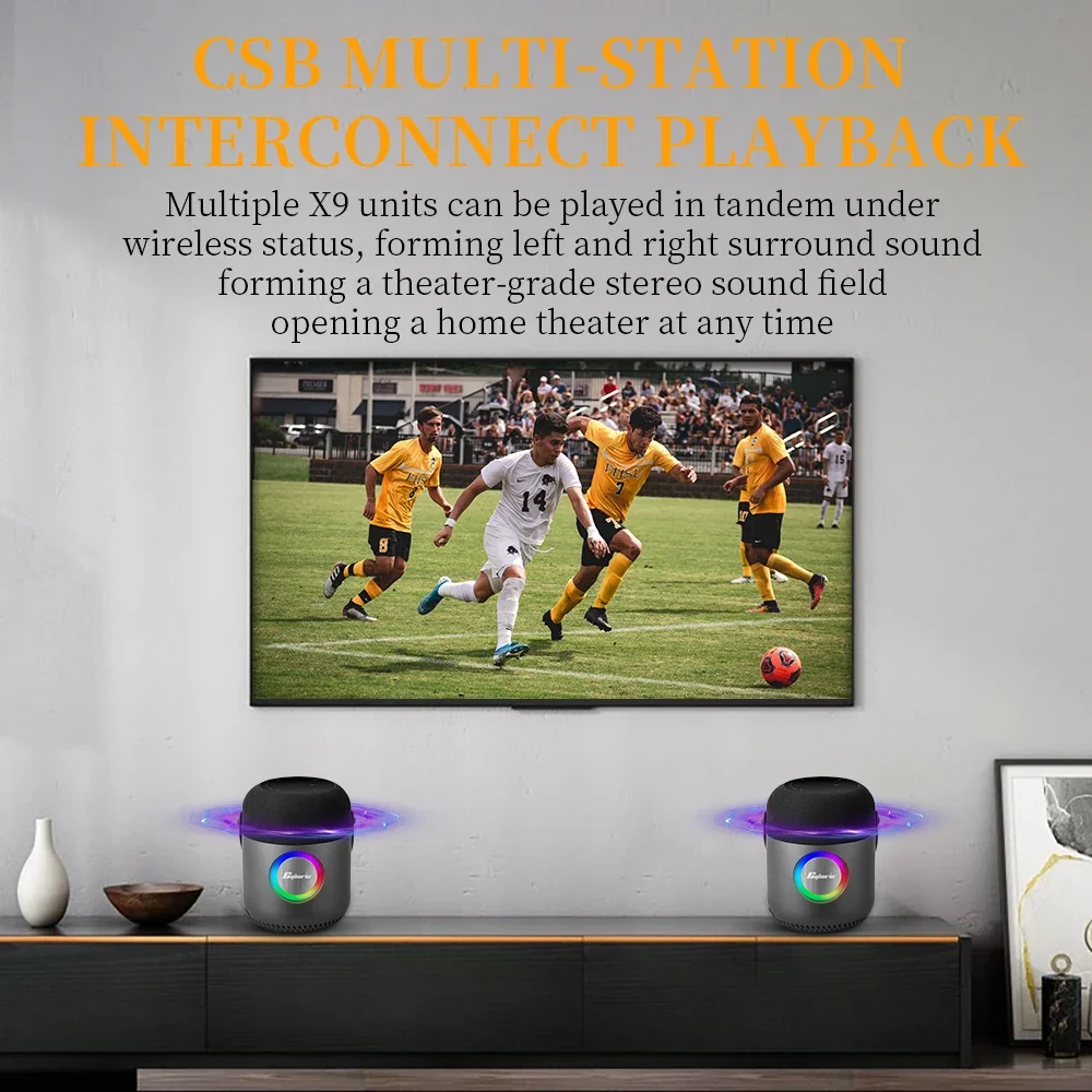 Neuer 100 W kabelloser tragbarer Lautsprecher-Subwoofer mit Touchpanel-Taste, RGB-LED-Licht, tiefer Bass, 360° umgebender Ton, TWS, TF-Karte, U