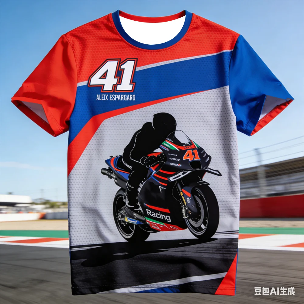 

Футболка для мотоциклистов с ИИ-принтом Espargaro 41 Racing, быстросохнущая, дышащая, повседневная, унисекс, для фанатов мотоспорта