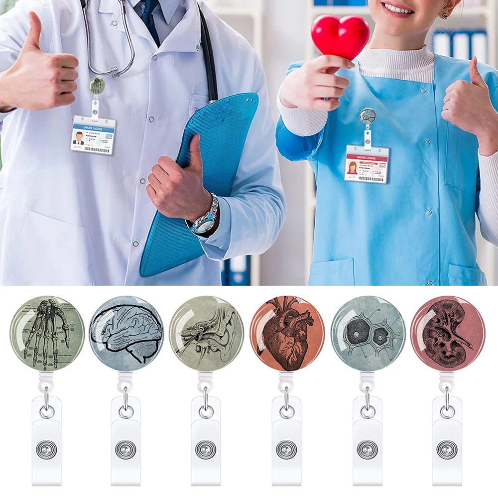 Creative Design human organs Badge Reel Retractable ID Lanyard Name Tag Card Badge Holder Clip Doctor Nurse Credential Holder