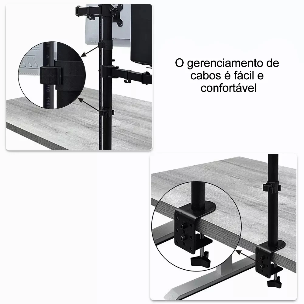 Dual Screen Laptop Stand Computer Toetsenbord Standaard Zwart Draaibare Standaard Voor 4.7Kg Gecombineerd Bureaublad Scherm