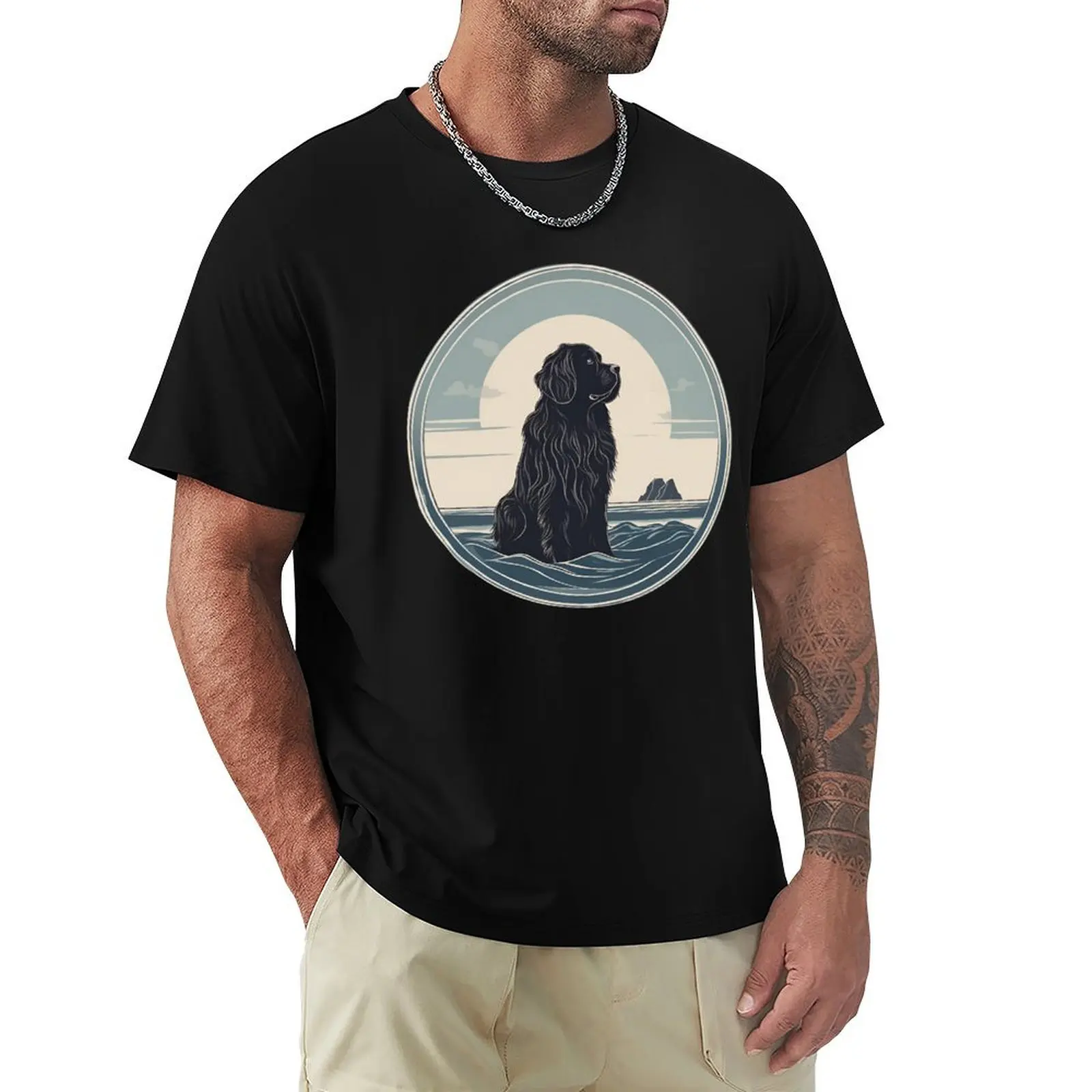 

Traveler dog in the sea newfoundland dog onwer T-Shirt graphic shirts summer tops valentines boutique clothes Men's t-shirts