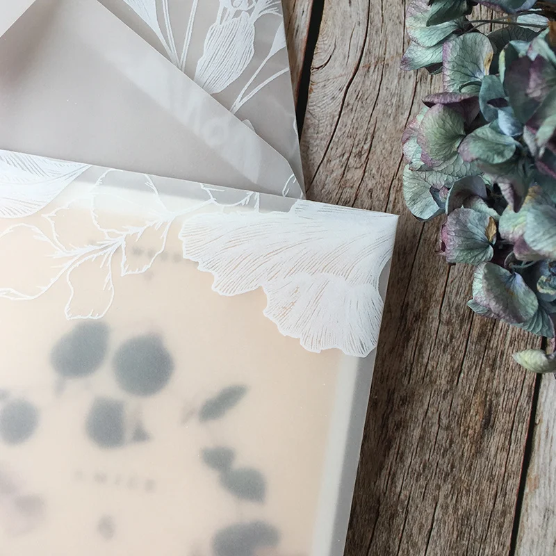 5pcs/lot Translucent Sulfuric Acid Paper Envelope Sets Creative Designs Wedding Invitation Envelopes Party