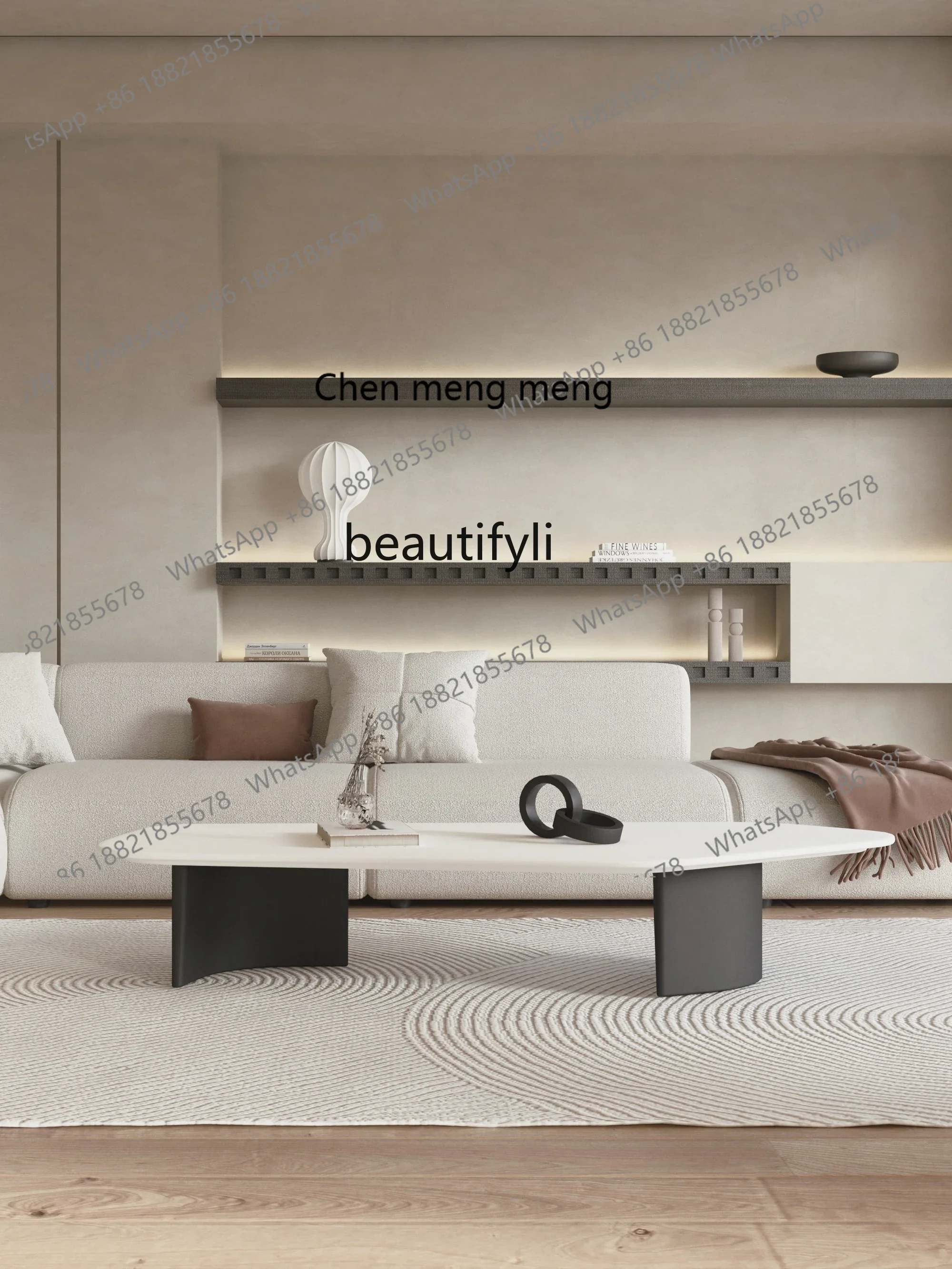 D178 Dhh Rock slab special-shaped coffee table living room home light luxury modern simple creative small apartment high-end tab