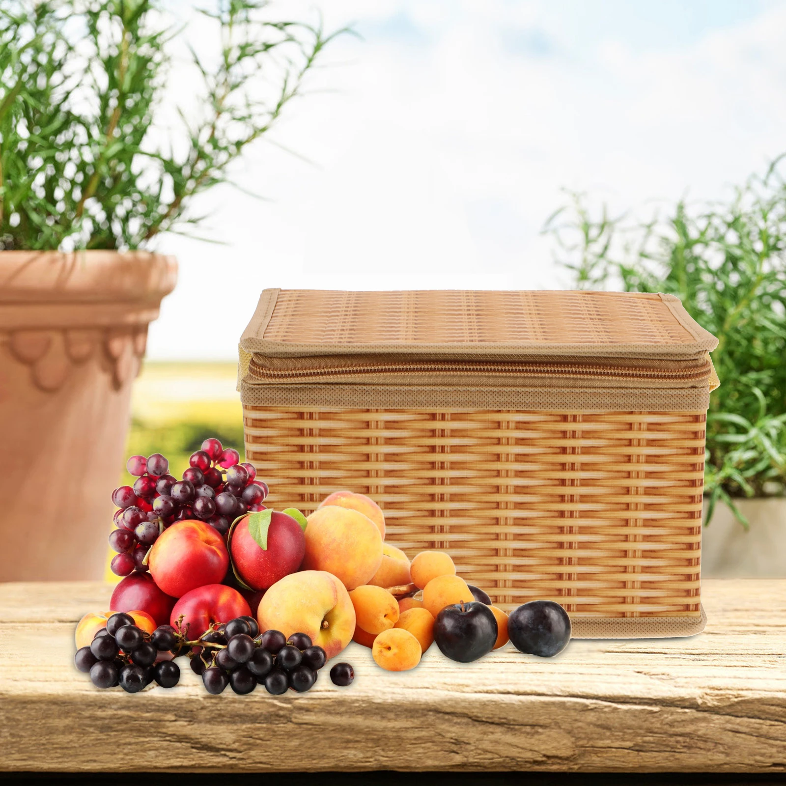 

1pc Lunch Bag Insulated Bento Pouch Portable Thermal Cooler For Picnic Bento Waterproof Bag Travel Work School Orange