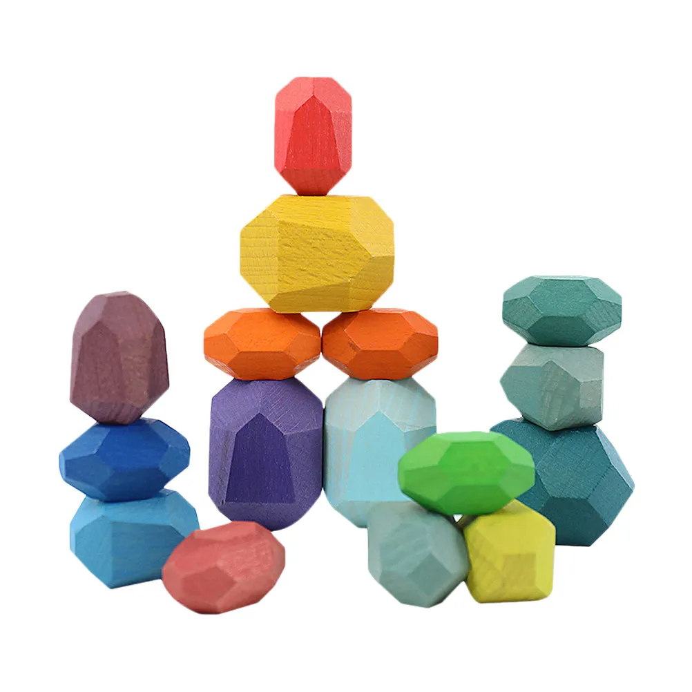 

16Pcs Stacked Stones Wooden Educational Balancing Blocks Early Learning Kids Playset Fun Cognitive Development