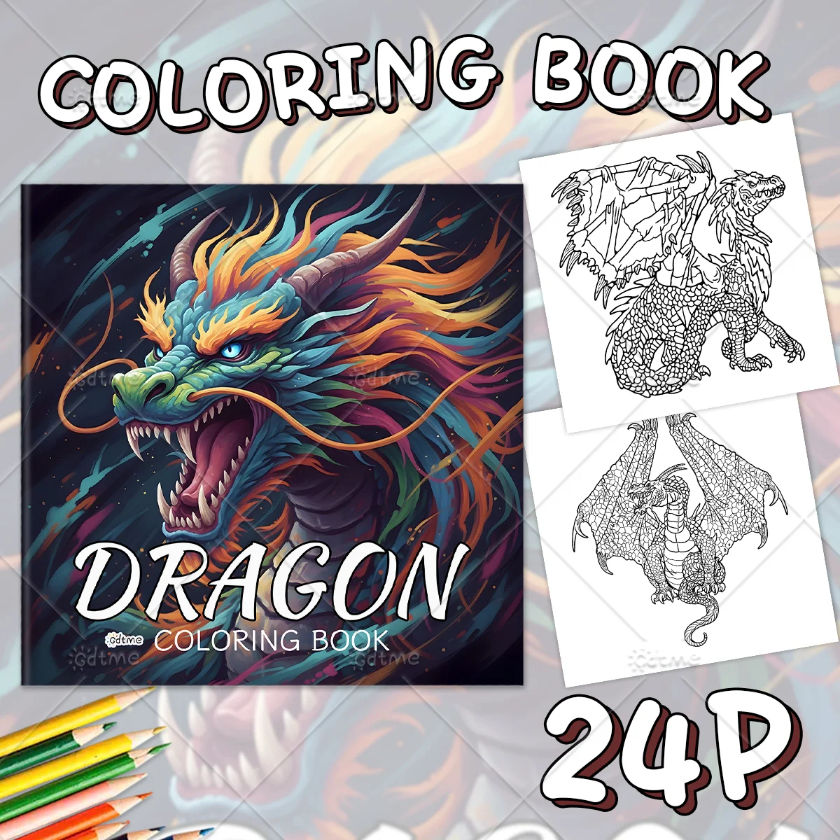 DRAGON Bold-easy Patterns Coloring Book for Adults Cute Drawing Book Perfect Gift for Party and Birthday