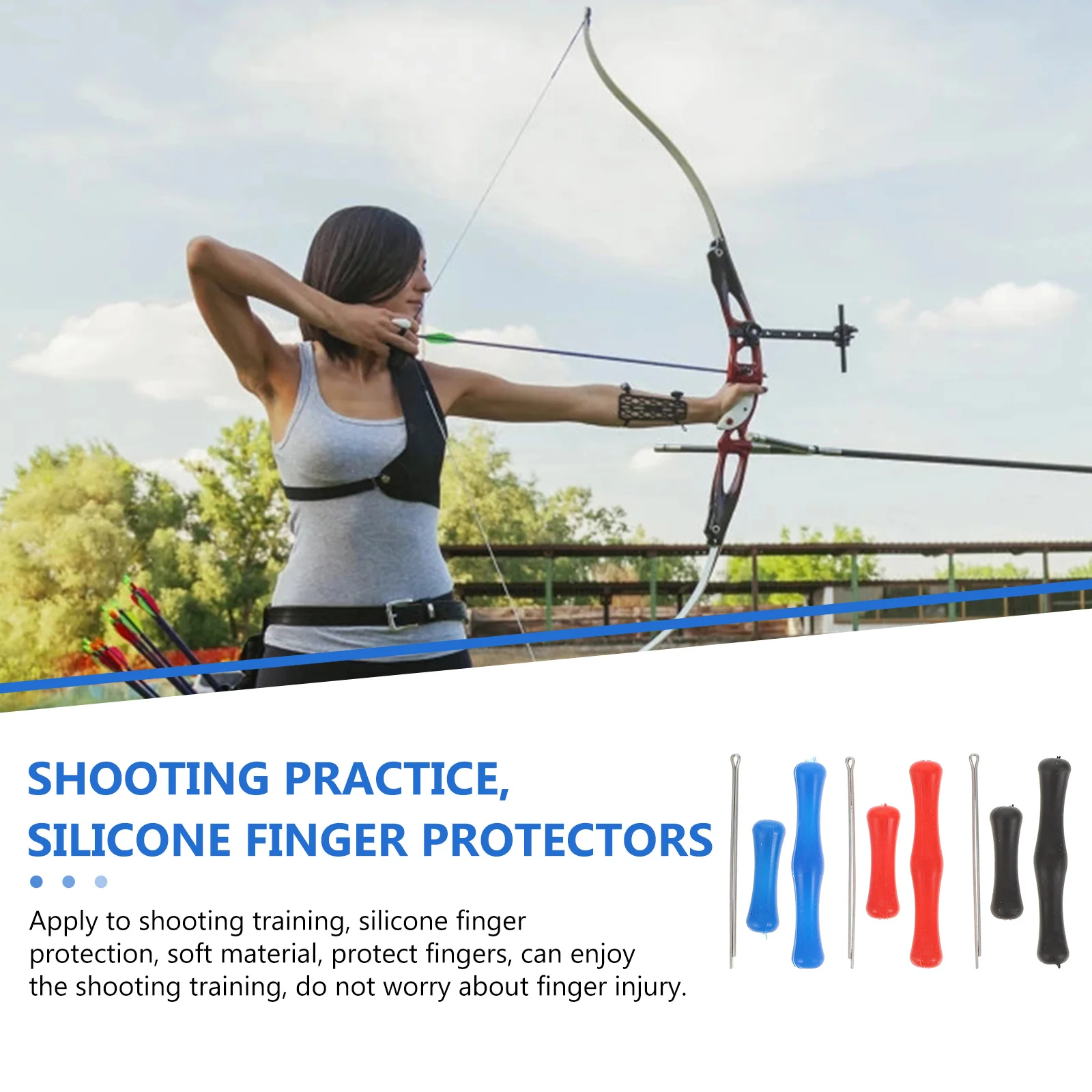 

3pcs Archery Finger Protector Durable Silicone Hunting Training Accessory Bowstring Vibration Reduction Bows Fingers Protection