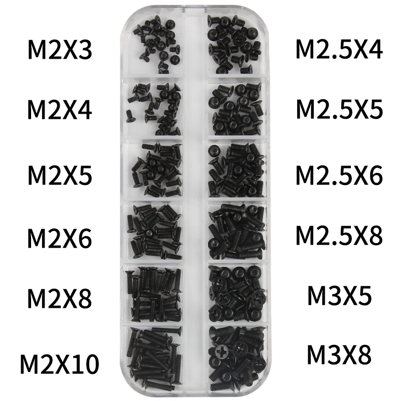 240Pcs/lot M2 M2.5 M3 Repair Screws Kit For Laptop Micro Computer Case Assemble Mini Digital Mechanical Repair Screw Set