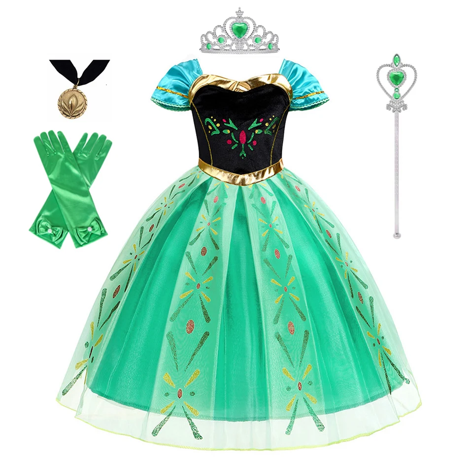 Anna Dresses Kids Summer Clothes Children Princess Dress Girl Cosplay Costumes Halloween Birthday Carnival Party Disguise