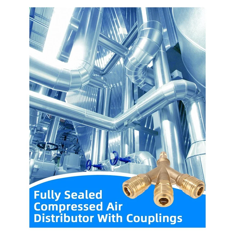 Compressed Air Distributor Triple With Couplings, NW 7.2 1/4AG Air Hose Quick Coupler Distributor