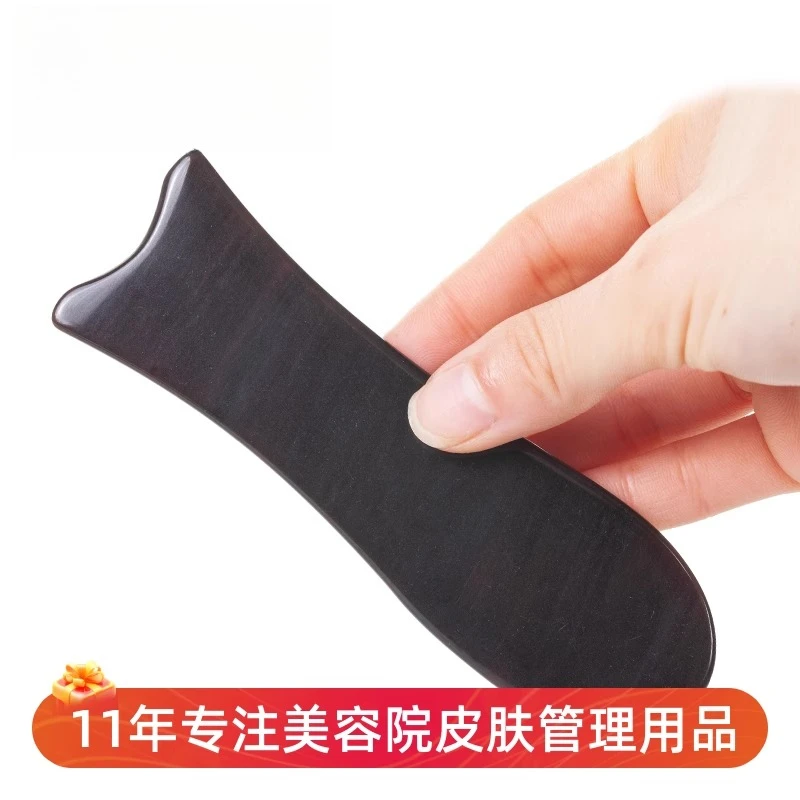 

100% natural real buffalo horn small fish-shaped scraping board for face beauty salons