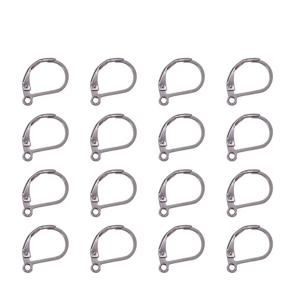 100pcs Earrings Hoop Jewelry Findings Lever Back For Earrings Jewelry Making Accessories Stainless Steel Color 10x15mm PANDAHALL