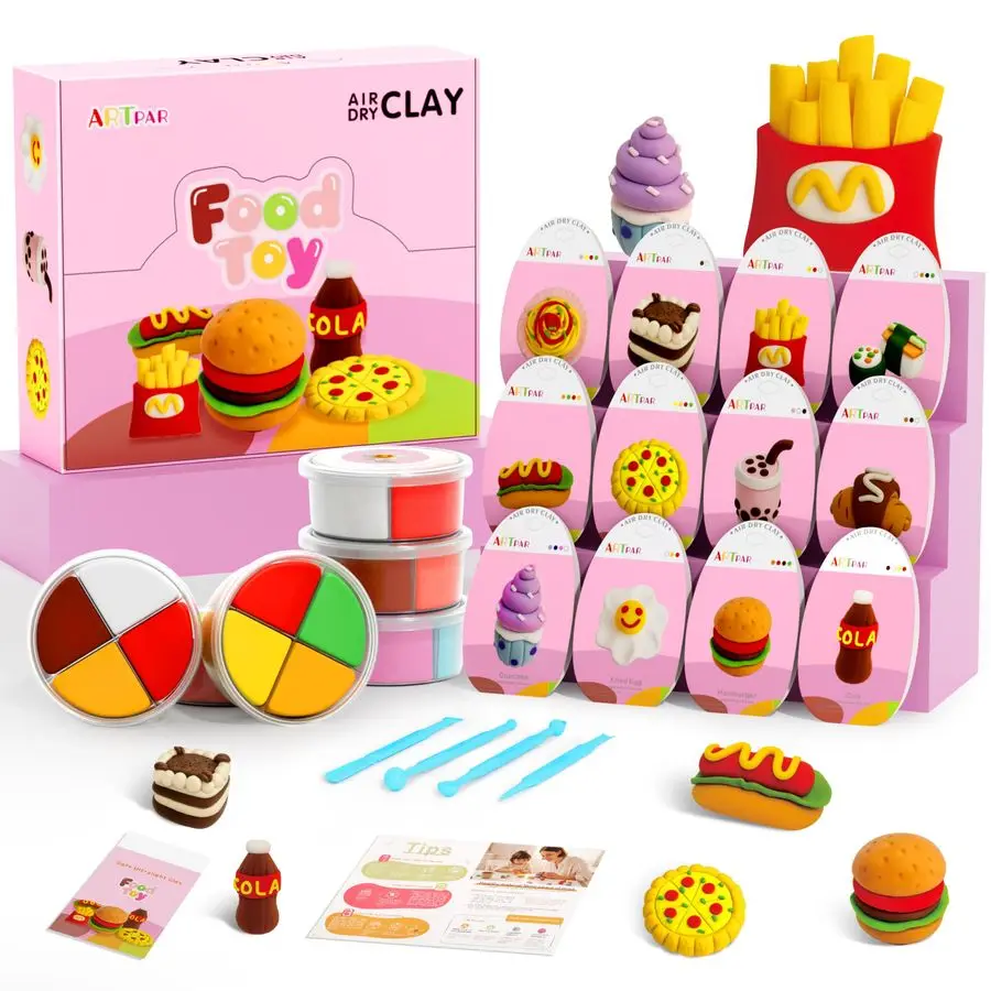 

Набор сухой глины для детей, 12 коробок, мини-набор для моделирования еды, набор для лепки из волшебной глины, безопасный, нелипкий, ультралегкий усилитель, мягкий, ар-усилитель, поделки, забавные