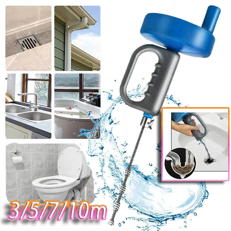 Drain Pipe Dredge Cleaner Sink Auger Hair Clog Remover Heavy Duty Pipe Snake for Bathtub Sink Kitchen Shower Cleaner 3/5/7/10m