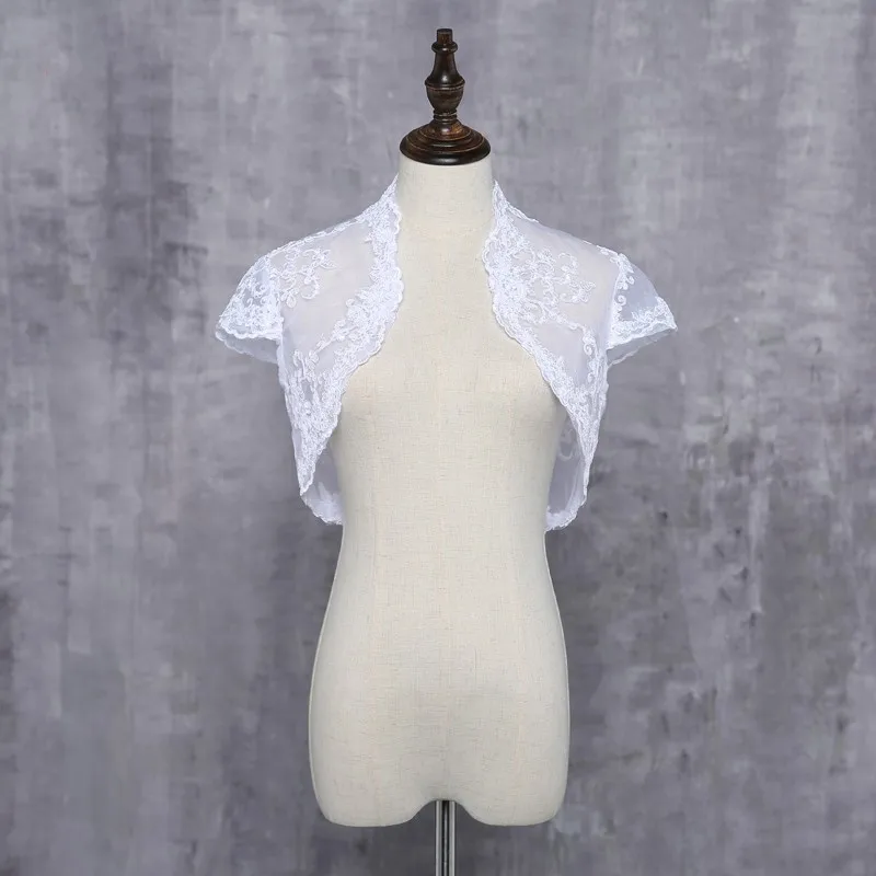 Nach Maß Hochzeit Schal Kurzen Ärmeln Hochzeit Jacke Appliques Bolero Braut Wrap