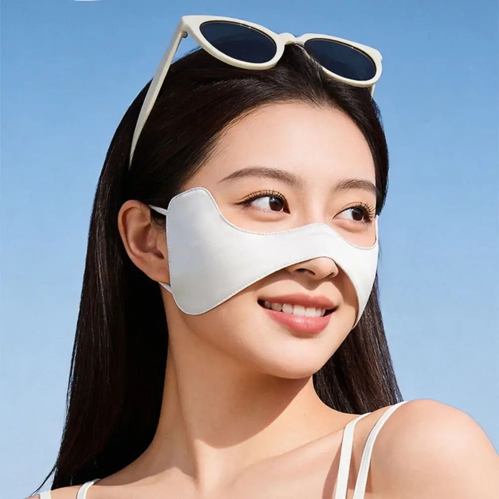 

Adjustable Summer Silk Sunscreen Mask Thin Breathable Ice Silk Sunshade Mask Solid Color Sunscreen Veil Face Cover Cycling