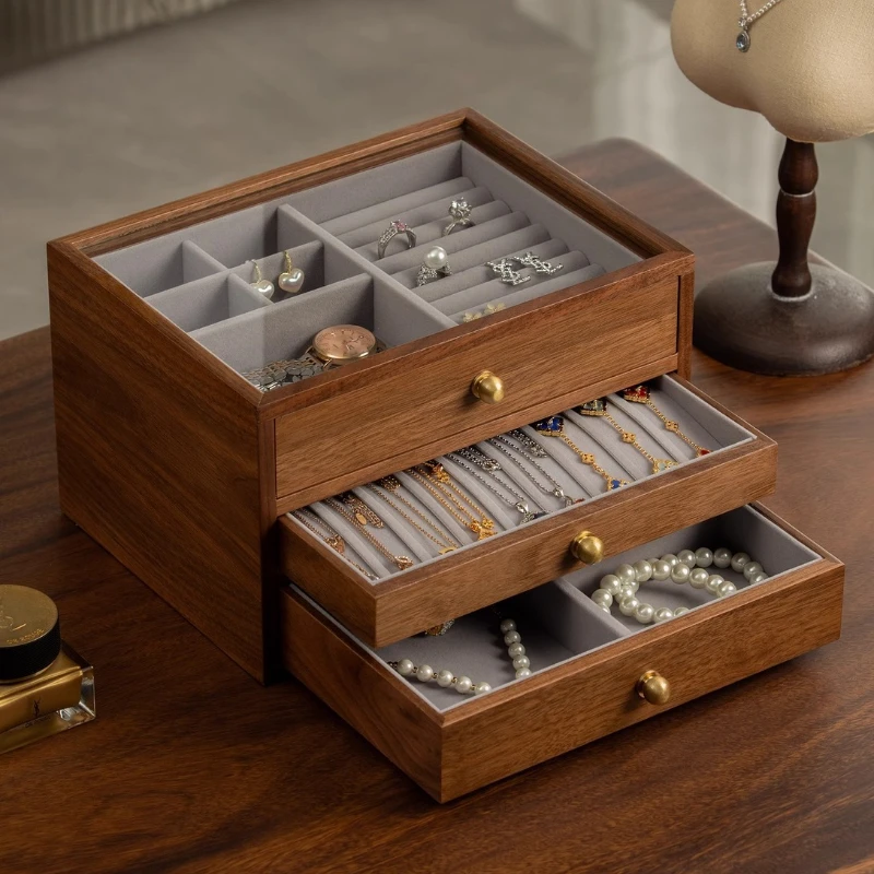 

Большая вместительная коробка для хранения ювелирных изделий, стеклянные серьги, витрины, многослойный органайзер для ювелирных изделий, бытовые коробки для браслетов