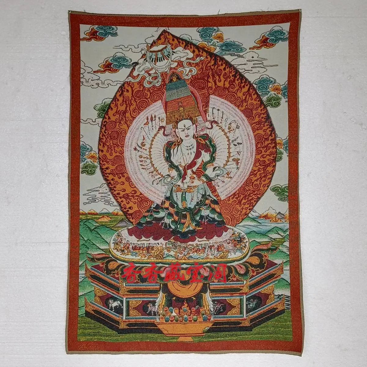 Tibet Tibetan Cloth Silk Praying thousand-hand guanyin Thangka Tangka Embroidery Painting